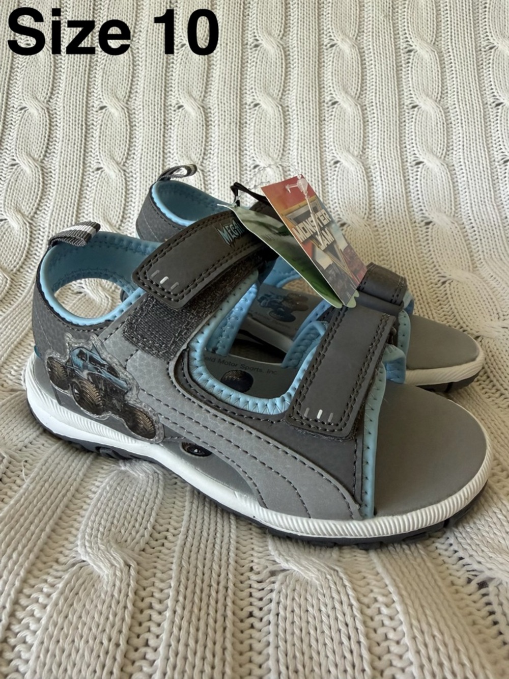 Monster Jam Megalodon Boys Sandals Size 10 NEW Boys Shark Summer Shoes Toddler